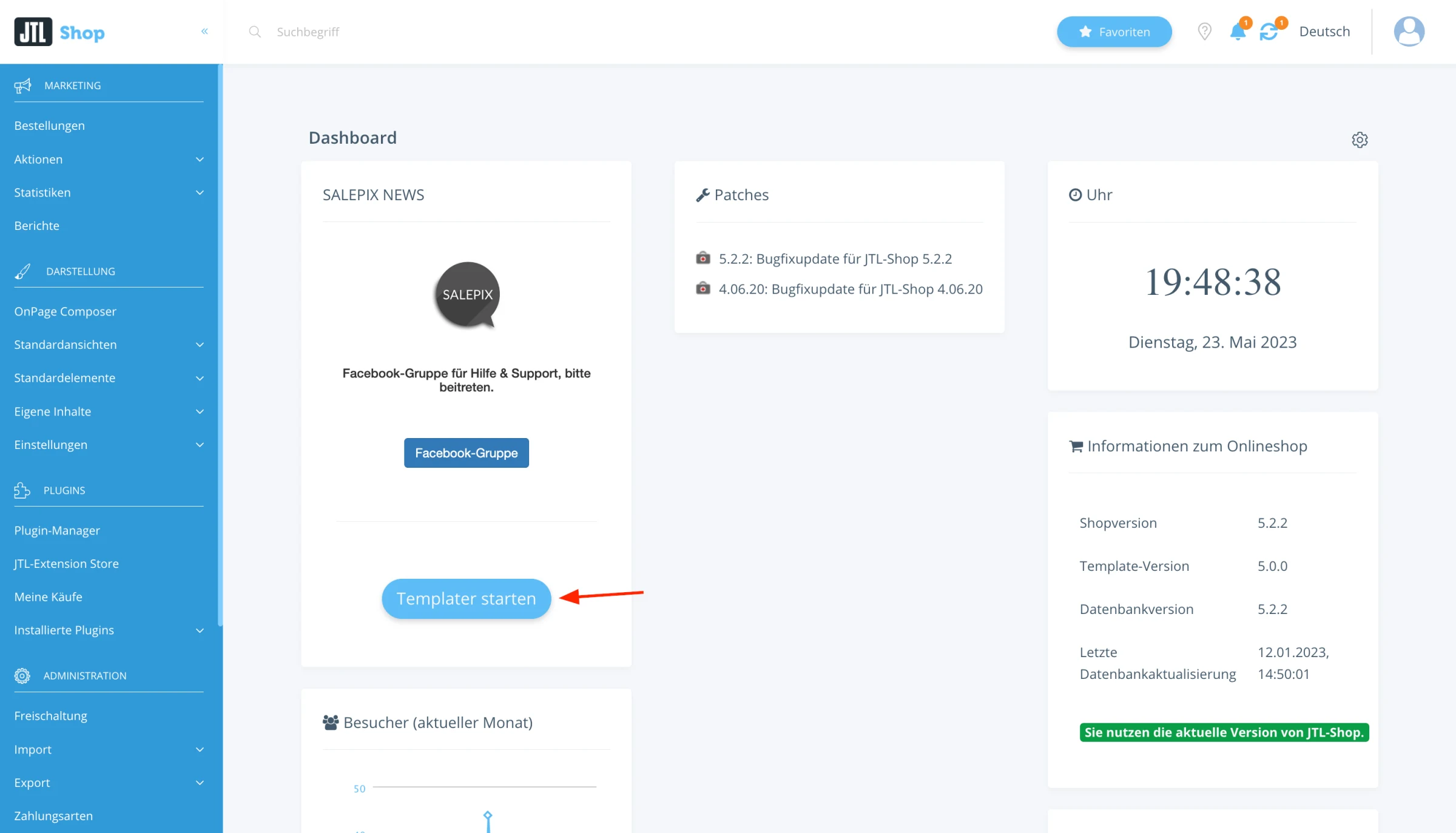 Dashboard des JTL-Shops